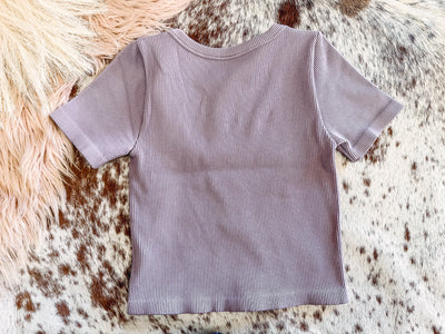 Vintage Purple - Ribbed Crop Tee-111 TANKS & BODY SUITS-Dynamic-Adelyn Elaine's Boutique, Women's Clothing Boutique in Gilmer, TX