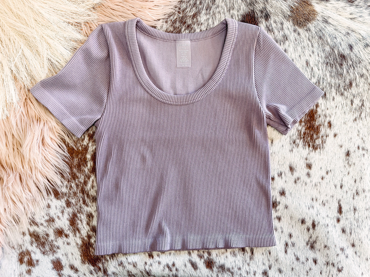 Vintage Purple - Ribbed Crop Tee-111 TANKS & BODY SUITS-Dynamic-Adelyn Elaine's Boutique, Women's Clothing Boutique in Gilmer, TX
