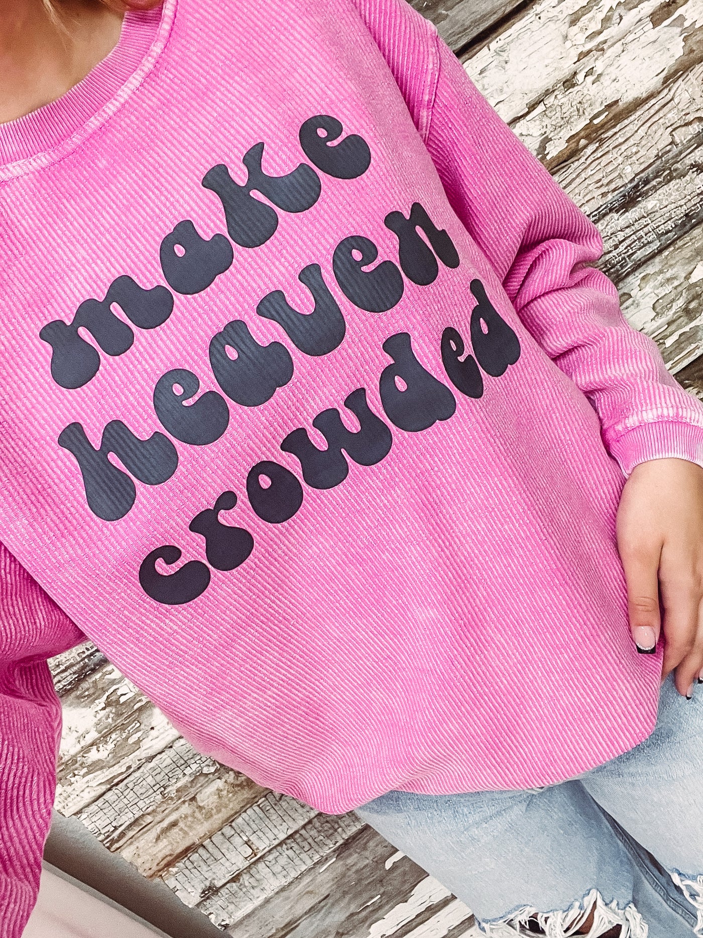 Make Heaven Crowded - Corded Sweater -S & XL left-Adelyn Elaine's-Adelyn Elaine's Boutique, Women's Clothing Boutique in Gilmer, TX