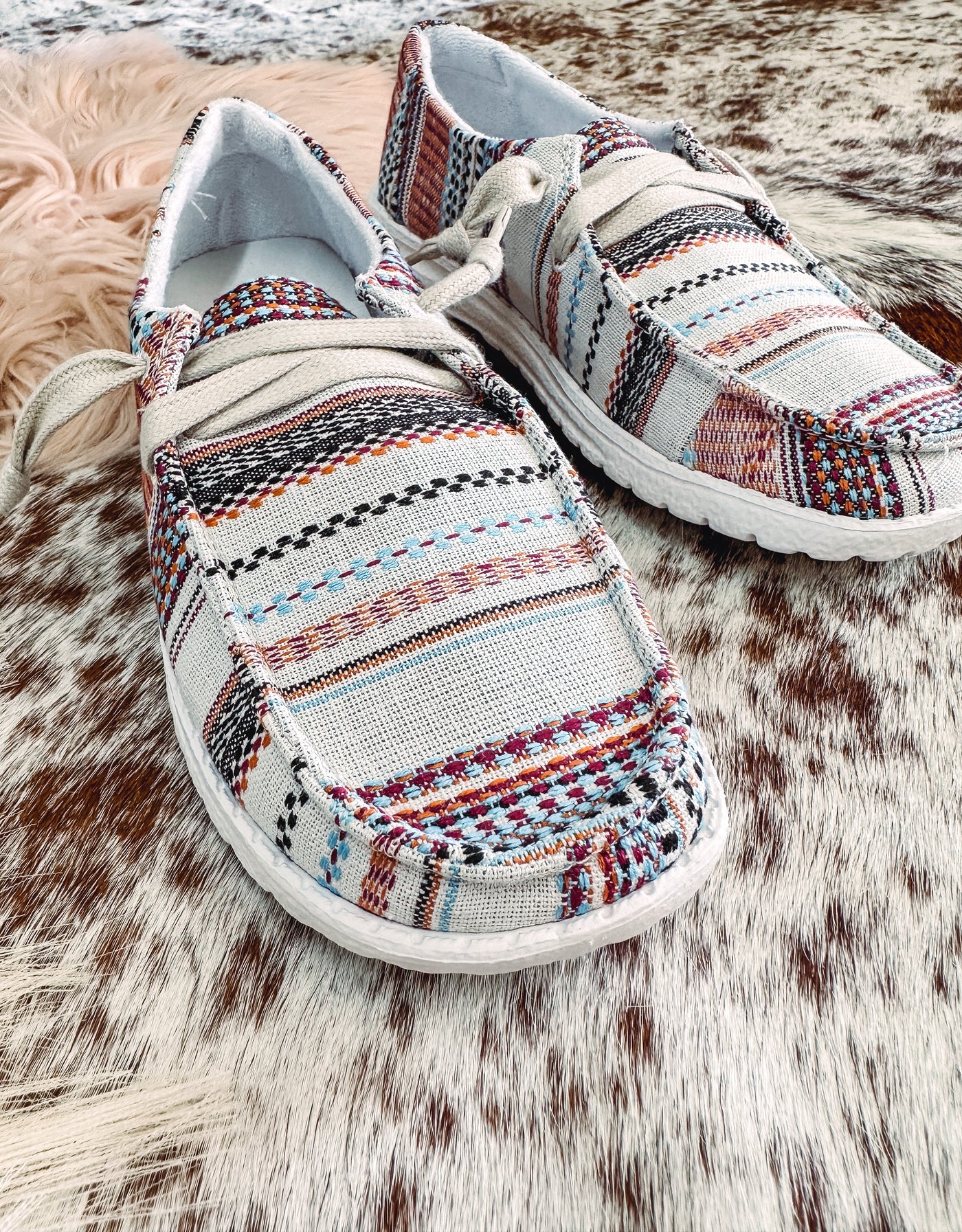 Picnic Cream Slip On's-302 FLATS-Gypsy Jazz-Adelyn Elaine's Boutique, Women's Clothing Boutique in Gilmer, TX