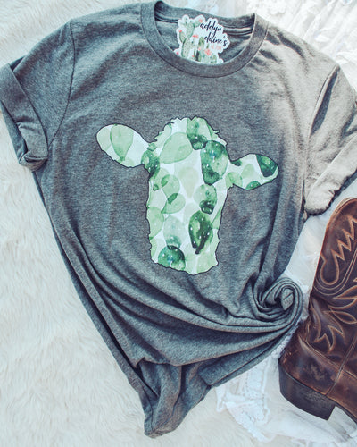 Cactus Cow - Graphic Top-110 GRAPHIC TEE-Adelyn Elaine's-Adelyn Elaine's Boutique, Women's Clothing Boutique in Gilmer, TX