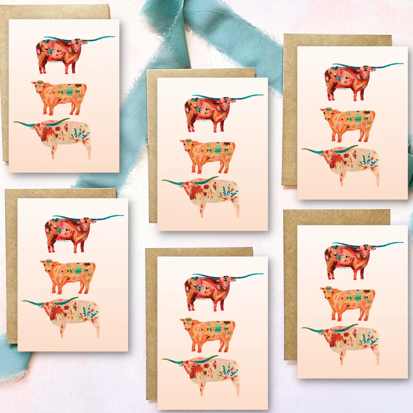 Texas Longhorn - Card Set-402 MISC GIFTS-Tirzah Lane Art-Adelyn Elaine's Boutique, Women's Clothing Boutique in Gilmer, TX