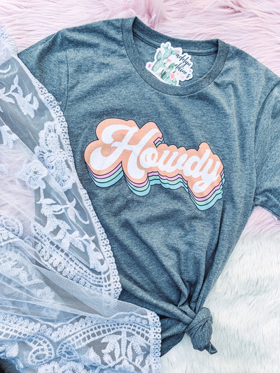 Retro Howdy - Crew Neck T-Shirt-110 GRAPHIC TEE-Adelyn Elaine's-Adelyn Elaine's Boutique, Women's Clothing Boutique in Gilmer, TX