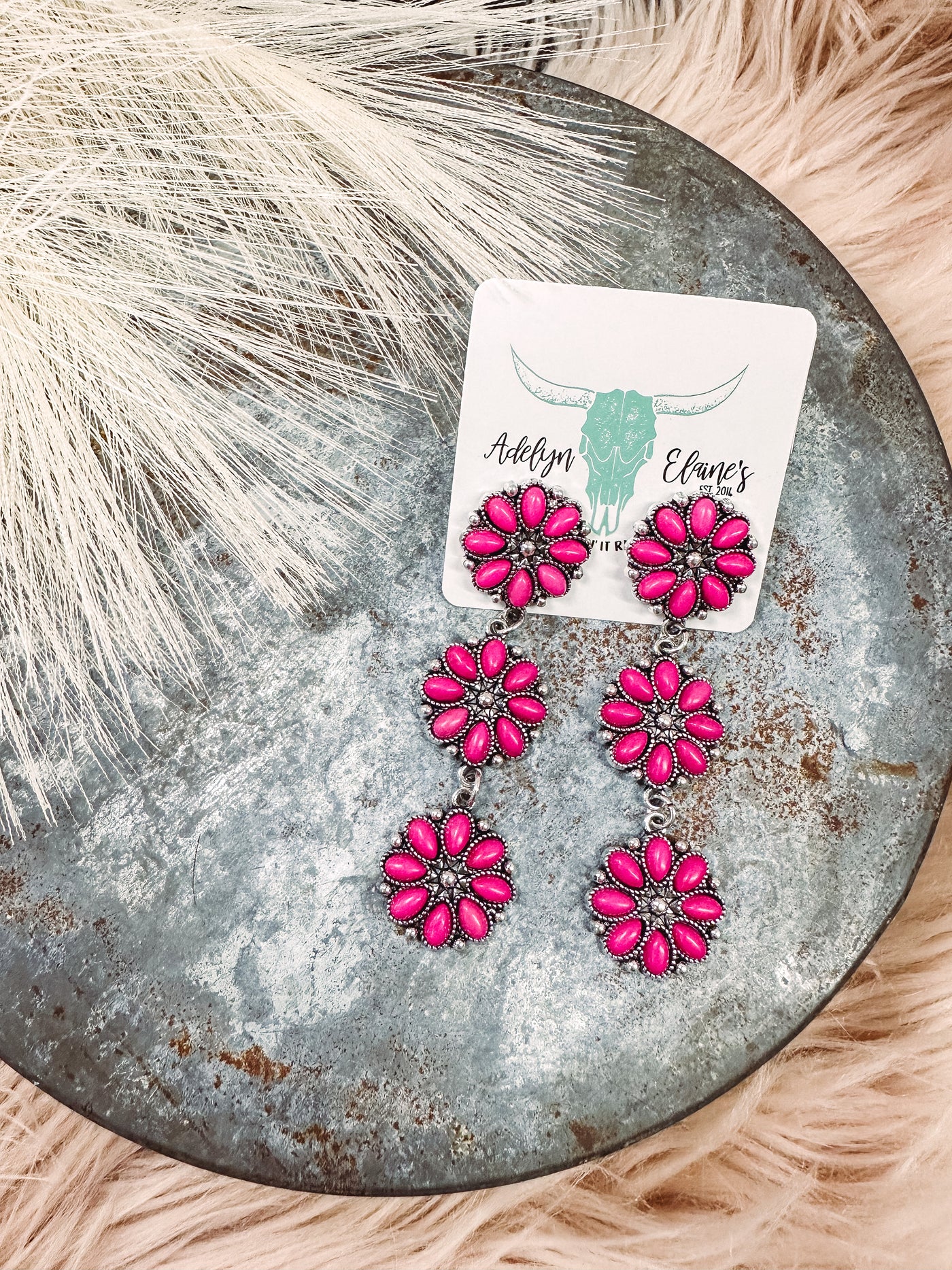 Hot Pink Daffodil - Earrings-202 JEWELRY-J's World Trading - Harry Hines-Adelyn Elaine's Boutique, Women's Clothing Boutique in Gilmer, TX