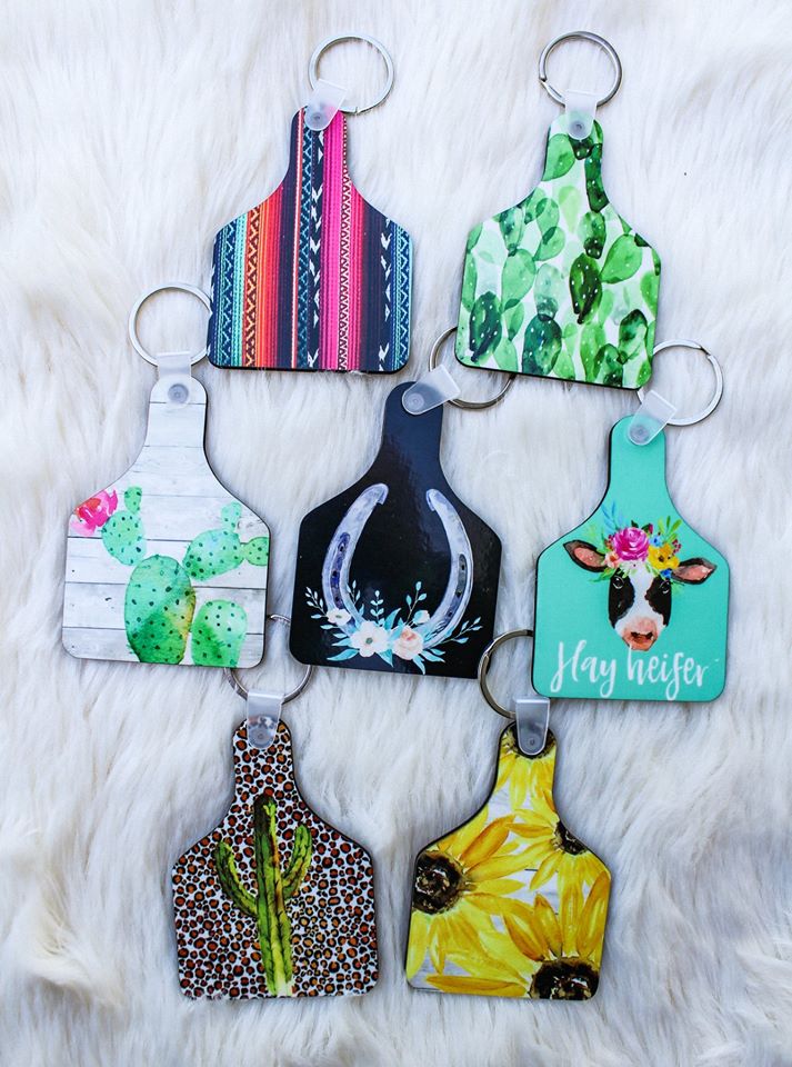 Cow Tag Keychains-401 CAR ACCESSORIES-Adelyn Elaine's-Adelyn Elaine's Boutique, Women's Clothing Boutique in Gilmer, TX