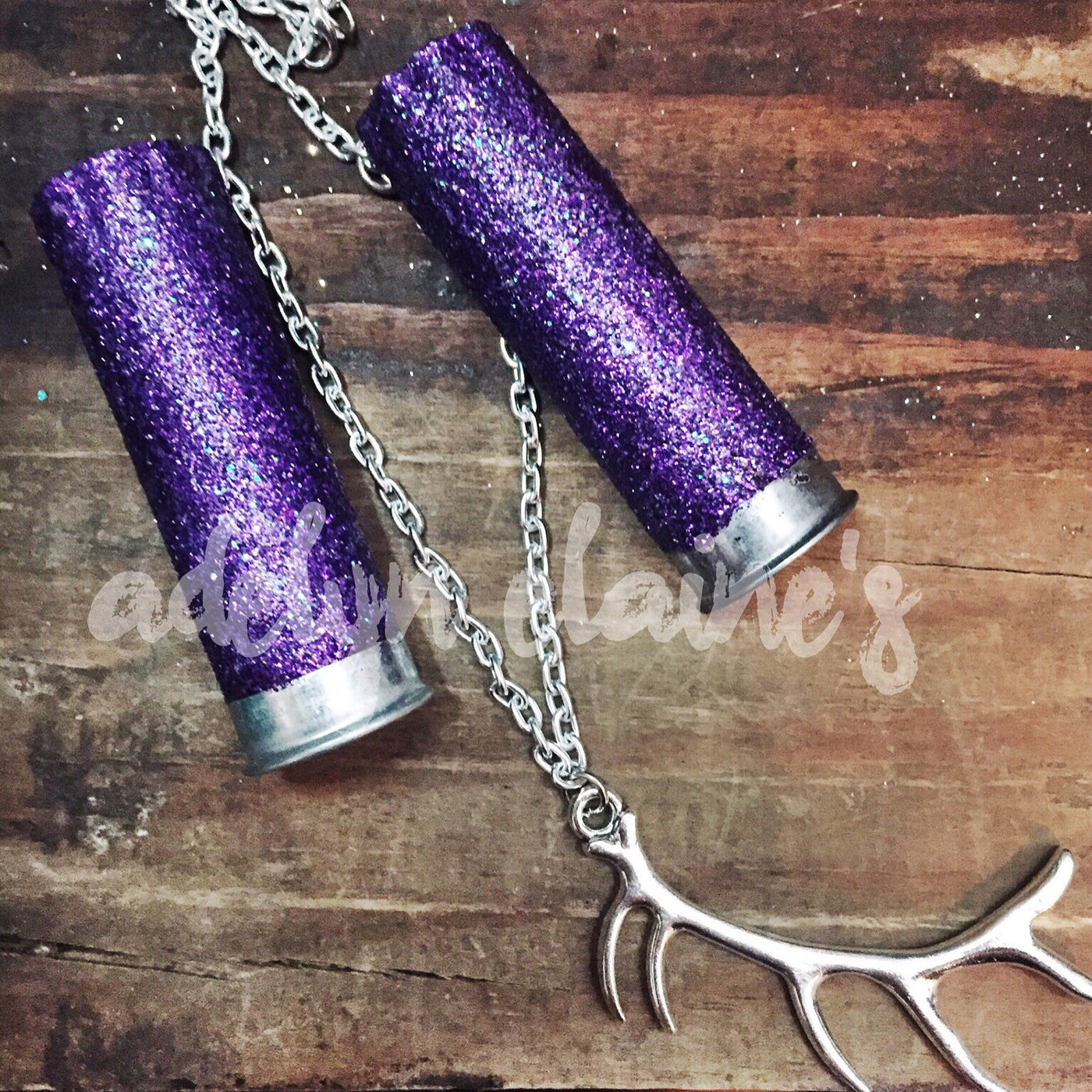Custom Color 12 Gauge Glitter Shotgun Shell Rearview Mirror Hanger with Deer Antler-401 CAR ACCESSORIES-Adelyn Elaine's -Adelyn Elaine's Boutique, Women's Clothing Boutique in Gilmer, TX