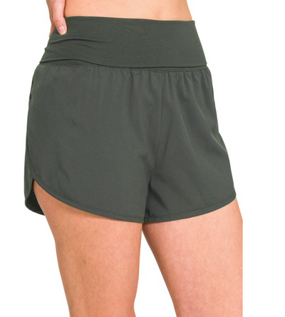 Charcoal - Athletic Shorts - 1XL left-120 BOTTOMS-Zenana-Adelyn Elaine's Boutique, Women's Clothing Boutique in Gilmer, TX