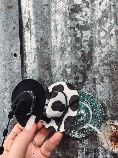 Cow Print Black & Teal - Hat Mirror Hangers-401 CAR ACCESSORIES-Adelyn Elaine's-Adelyn Elaine's Boutique, Women's Clothing Boutique in Gilmer, TX