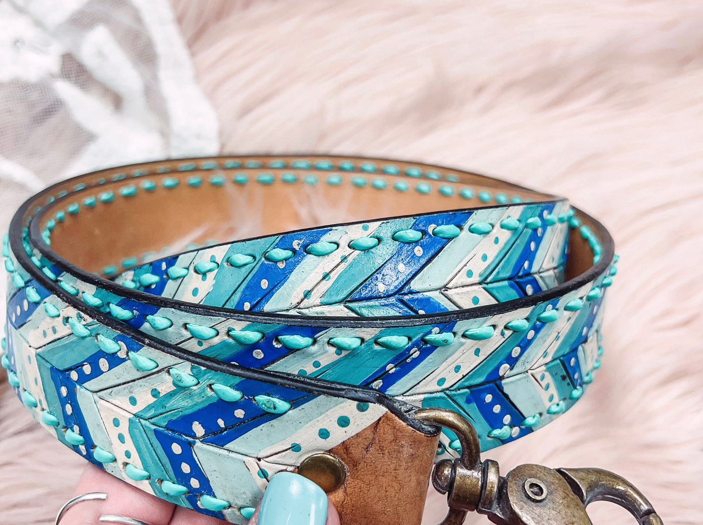 Leather Purse Strap - Teal-201 BAGS, BELTS, HATS-American Darling-Adelyn Elaine's Boutique, Women's Clothing Boutique in Gilmer, TX
