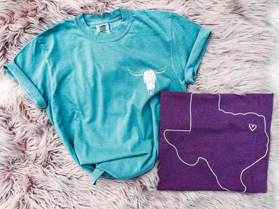 Texas Logo Tee - Berry - Small left-110 GRAPHIC TEE-Adelyn Elaine's-Adelyn Elaine's Boutique, Women's Clothing Boutique in Gilmer, TX