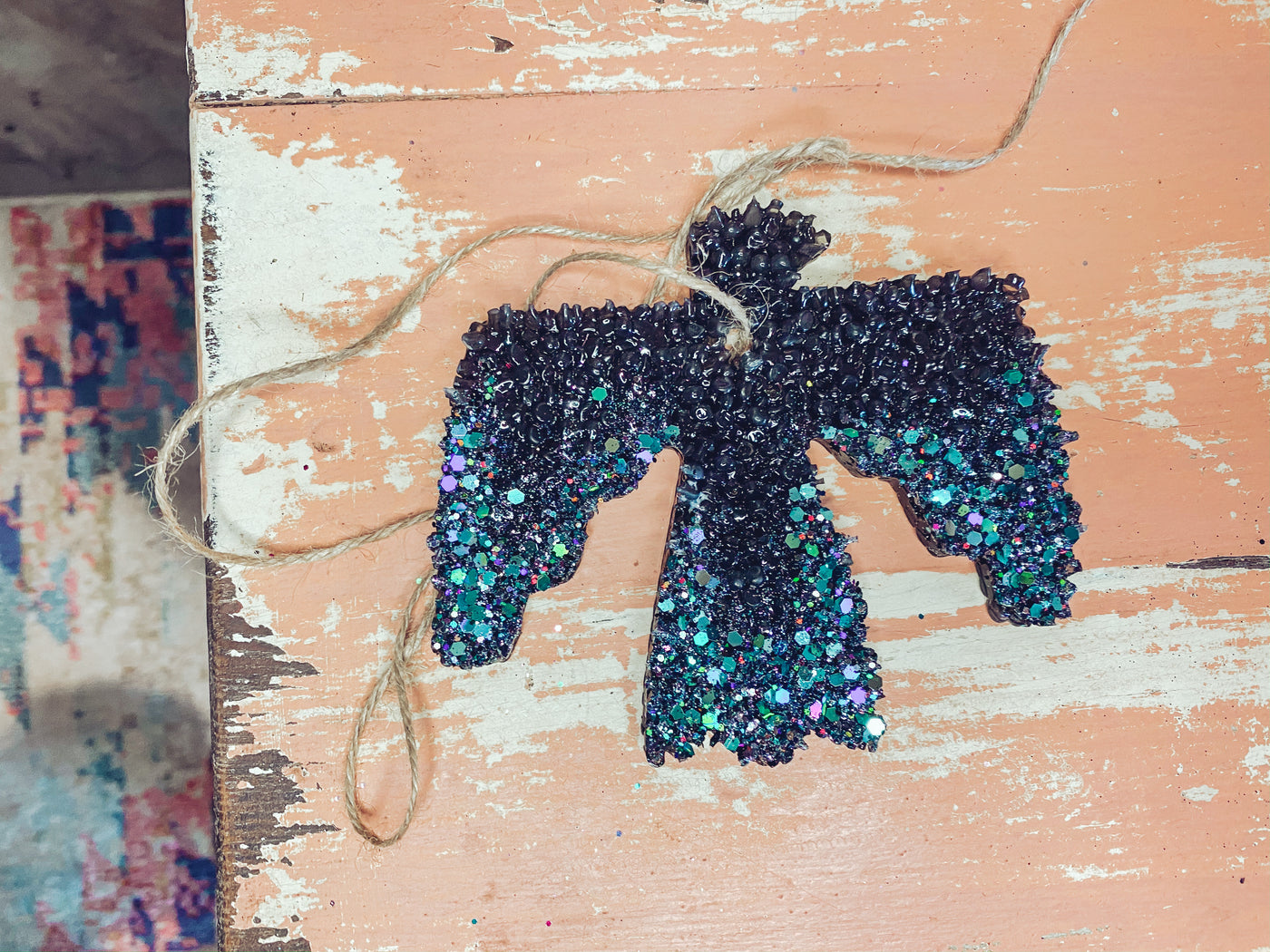 Black with Teal Glitter Thunderbird - Smelly Jelly-401 CAR ACCESSORIES-Adelyn Elaine's-Adelyn Elaine's Boutique, Women's Clothing Boutique in Gilmer, TX