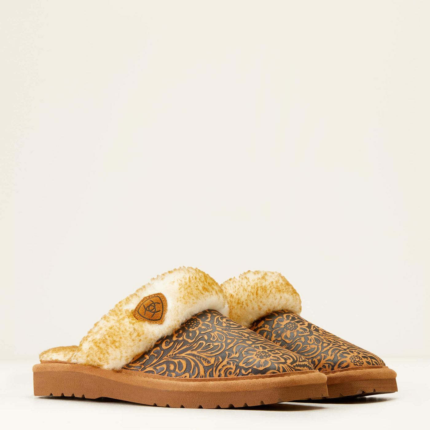 Jackie Square Toe Slipper - Brown Tooled - Ariat