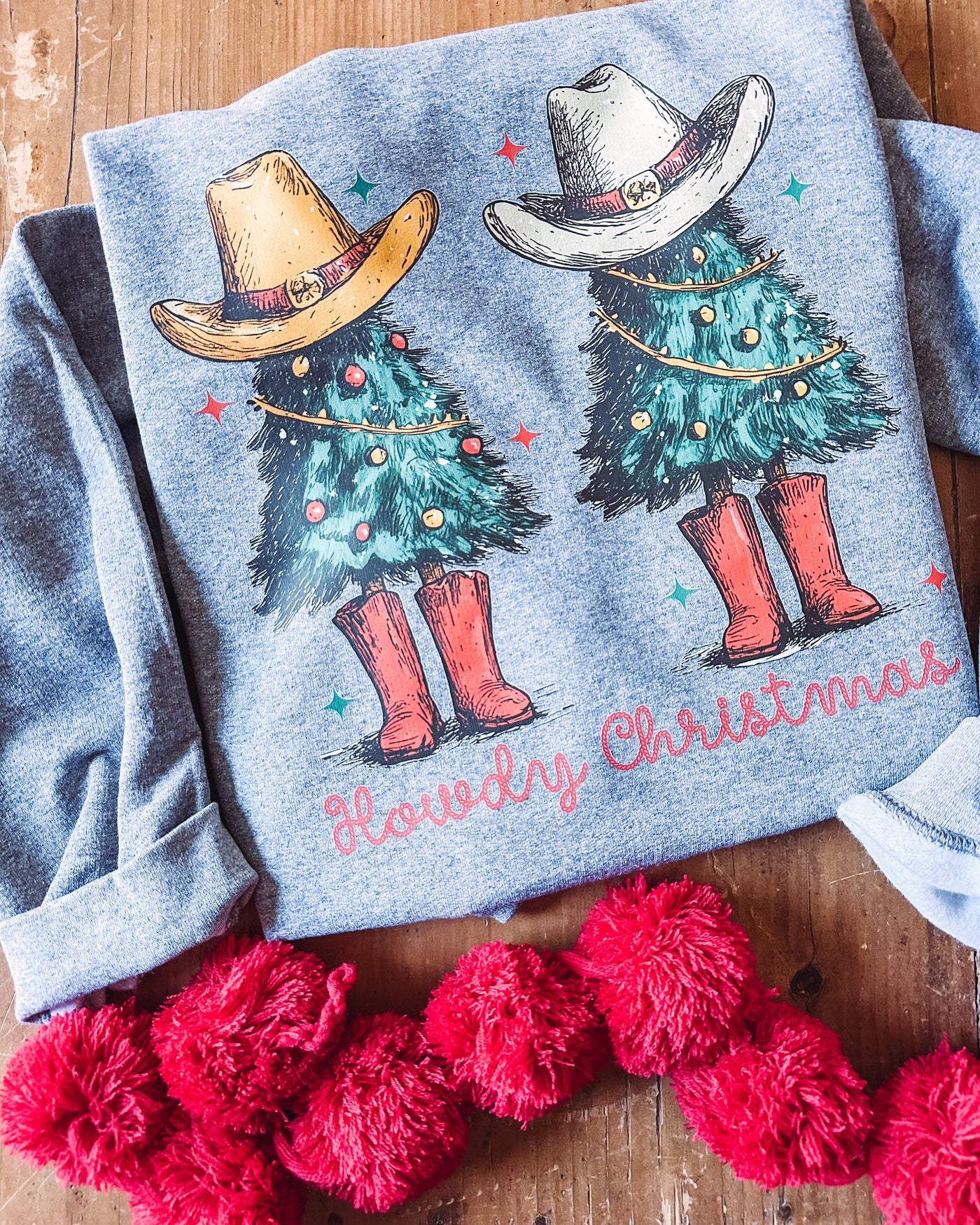 Howdy Christmas Tree - Graphic Top-110 GRAPHIC TEE-Adelyn Elaine's-Adelyn Elaine's Boutique, Women's Clothing Boutique in Gilmer, TX