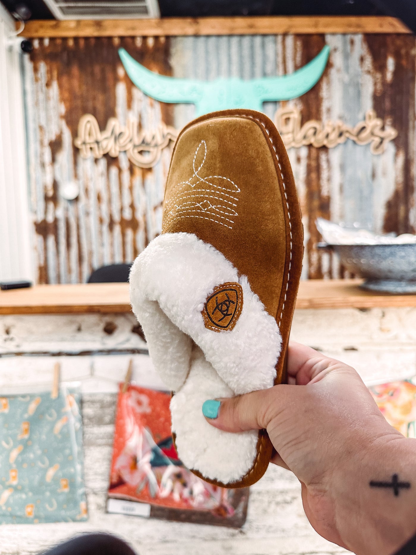 Jackie Square Toe Slipper - Chestnut - Ariat-302 FLATS-Ariat-Adelyn Elaine's Boutique, Women's Clothing Boutique in Gilmer, TX