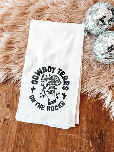 Cowboy Tears On the Rocks - Tea Towels-Tea Towel-Adelyn Elaine's-Adelyn Elaine's Boutique, Women's Clothing Boutique in Gilmer, TX