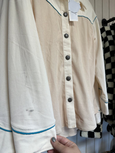 Two Tone Palomino Blouse-105 SHIRTS & BLOUSES-2FLY-Adelyn Elaine's Boutique, Women's Clothing Boutique in Gilmer, TX