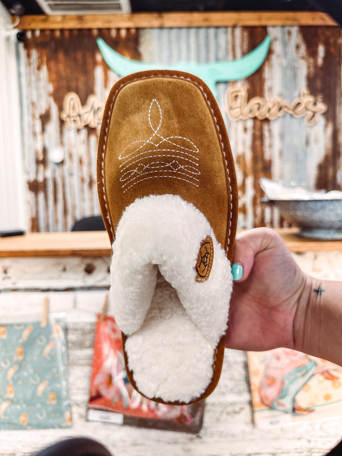 Jackie Square Toe Slipper - Chestnut - Ariat-302 FLATS-Ariat-Adelyn Elaine's Boutique, Women's Clothing Boutique in Gilmer, TX