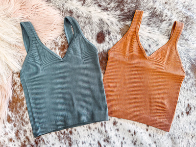 Copper - Ribbed Crop Tank