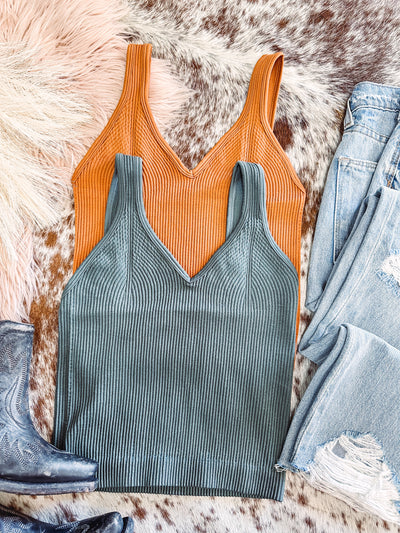 Copper - Ribbed Crop Tank