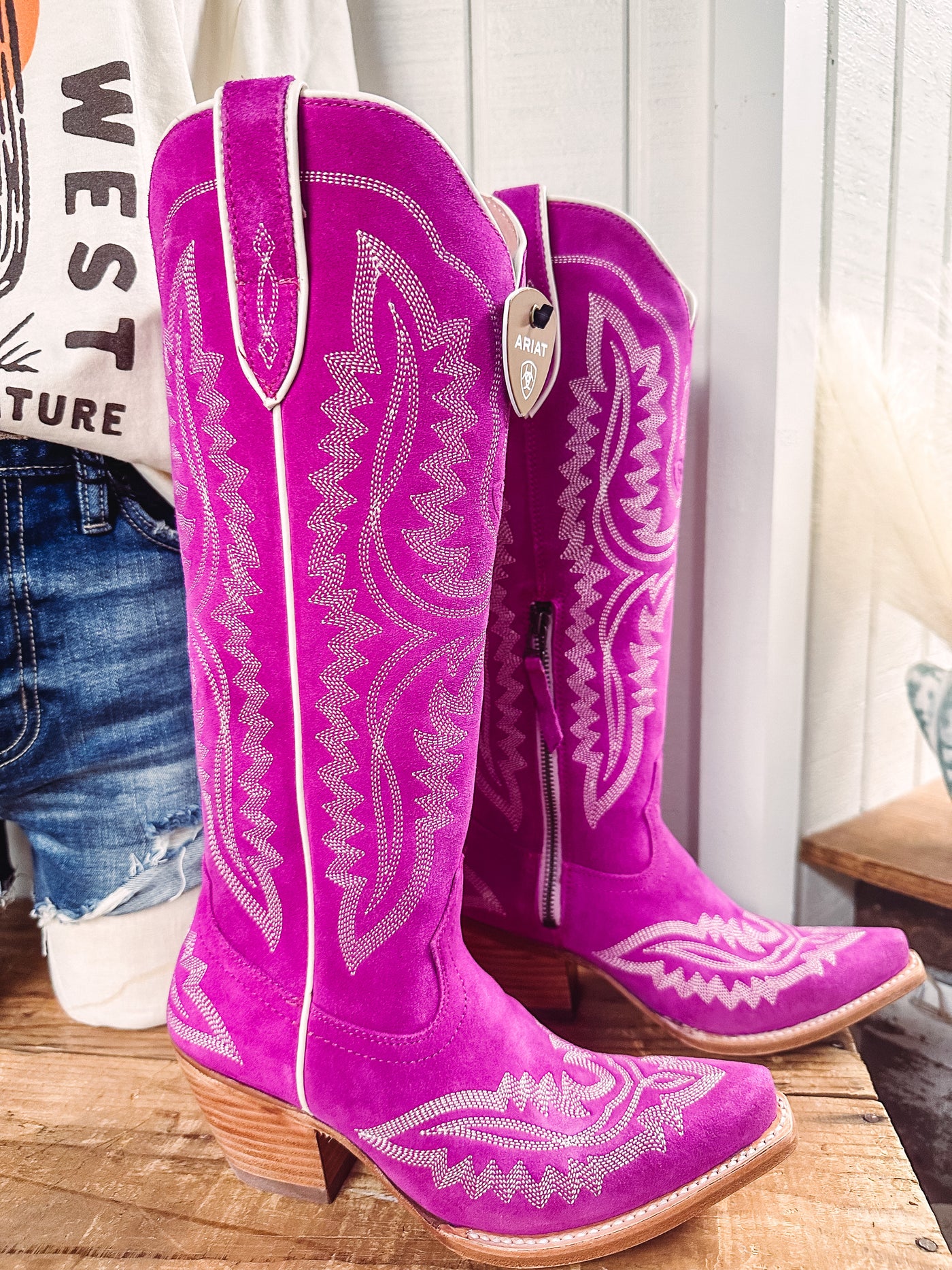 Casanova Haute Pink Suede Western Boot - Ariat