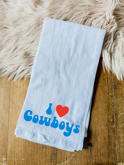 I Love Cowboys - Tea Towel-Tea Towel-Adelyn Elaine's-Adelyn Elaine's Boutique, Women's Clothing Boutique in Gilmer, TX