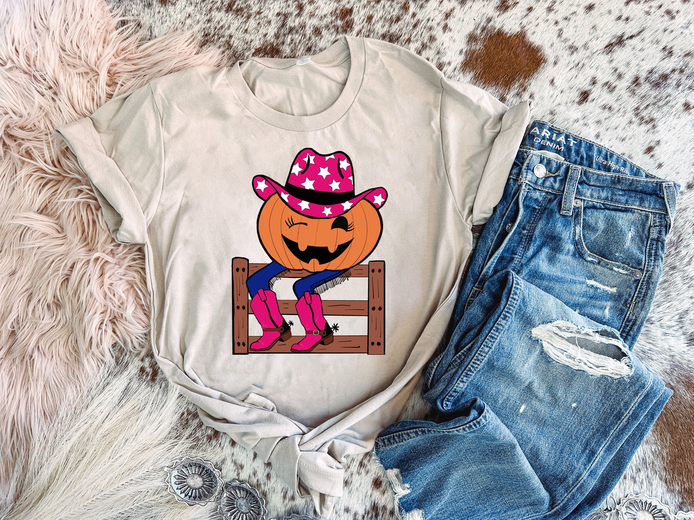 Cowgirl Pumpkin-110 GRAPHIC TEE-Adelyn Elaine's-Adelyn Elaine's Boutique, Women's Clothing Boutique in Gilmer, TX