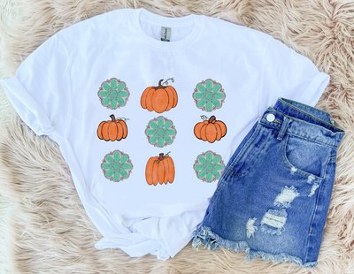 Pumpkin + Turquoise - Graphic Top-110 GRAPHIC TEE-Adelyn Elaine's-Adelyn Elaine's Boutique, Women's Clothing Boutique in Gilmer, TX