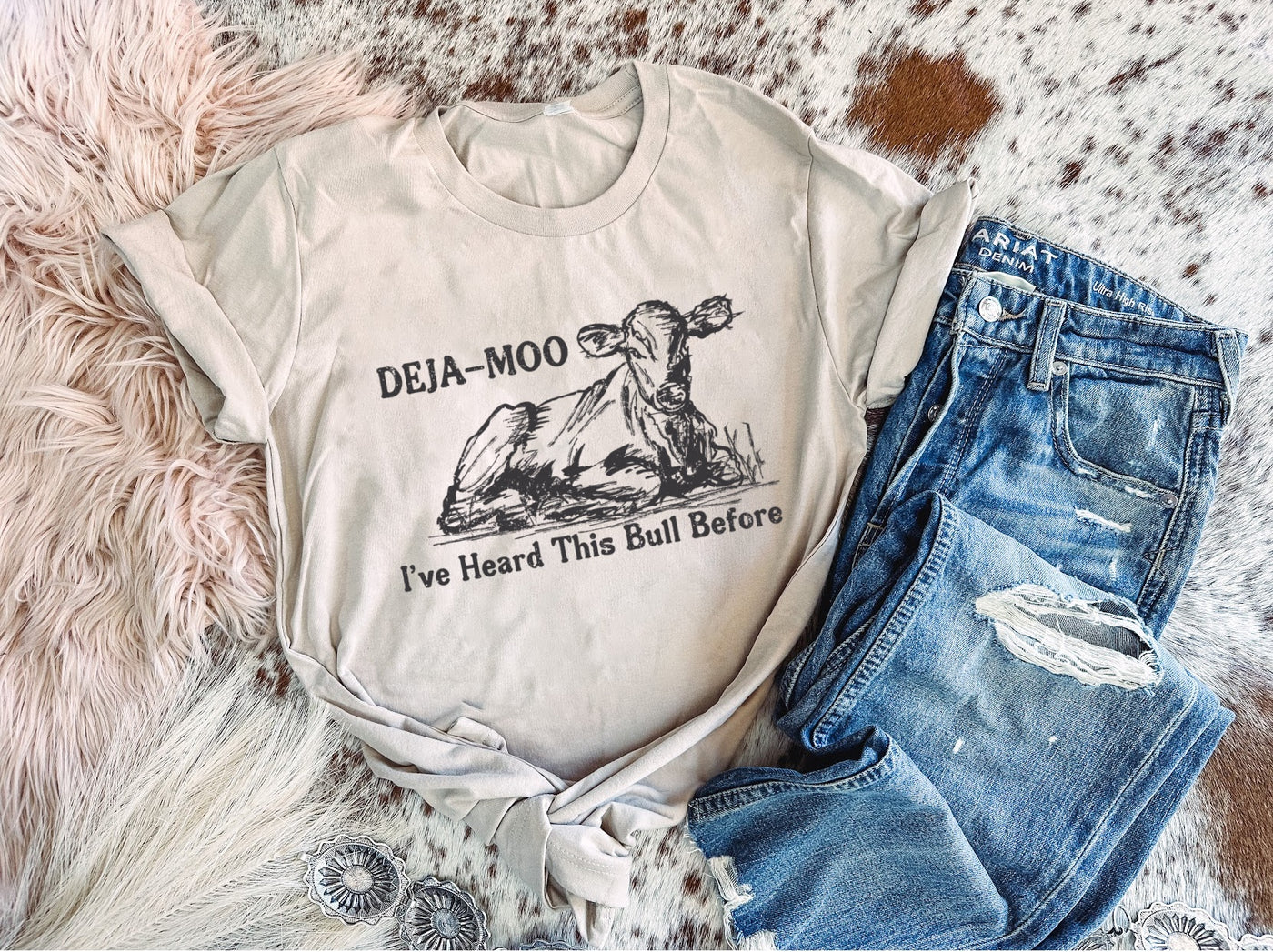 Deja Moo - Graphic Top-110 GRAPHIC TEE-Adelyn Elaine's-Adelyn Elaine's Boutique, Women's Clothing Boutique in Gilmer, TX