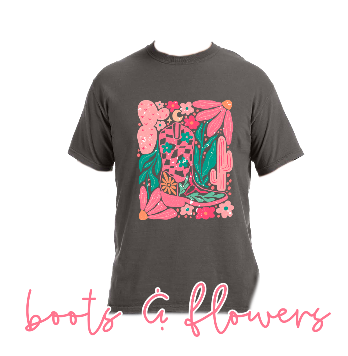 Boots & Flowers - Graphic Top-110 GRAPHIC TEE-Adelyn Elaine's-Adelyn Elaine's Boutique, Women's Clothing Boutique in Gilmer, TX