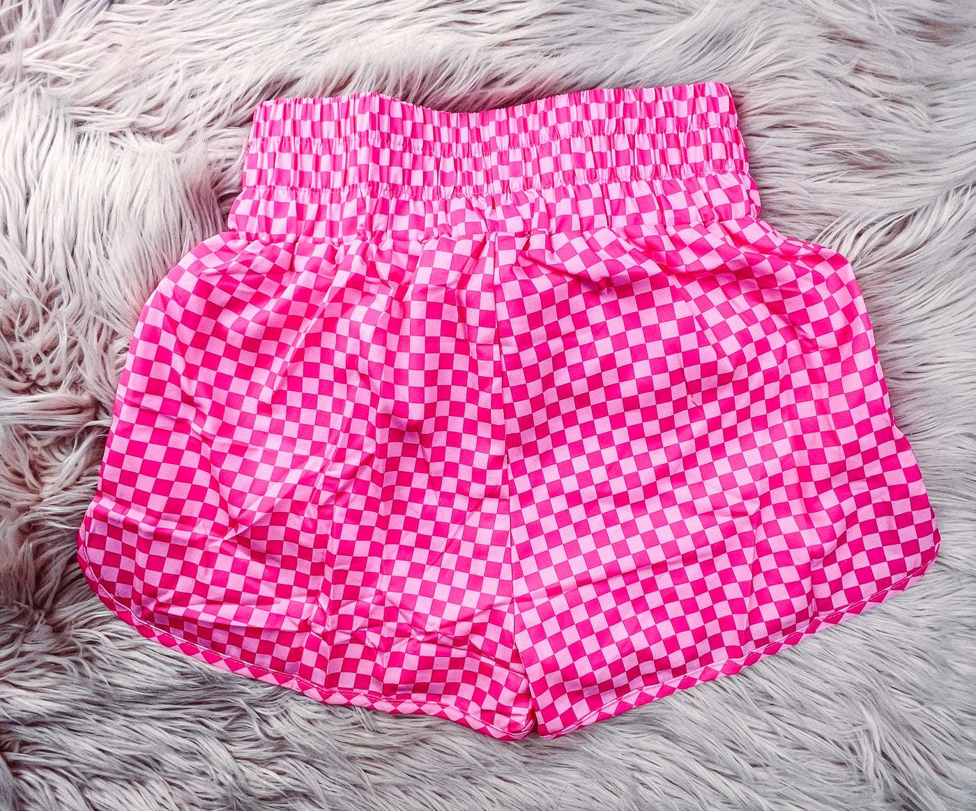 Pink Checker Athleisure Shorts - S & M left