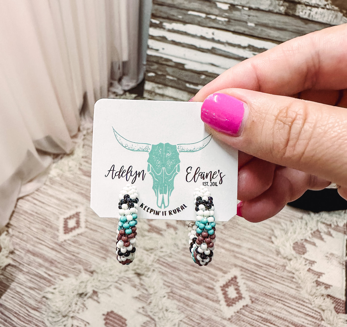Teal + Brown Beaded Earrings-202 JEWELRY-J's World Trading - Harry Hines-Adelyn Elaine's Boutique, Women's Clothing Boutique in Gilmer, TX