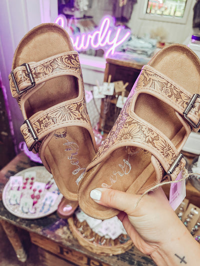 Tan - Tooled Leather Sandal