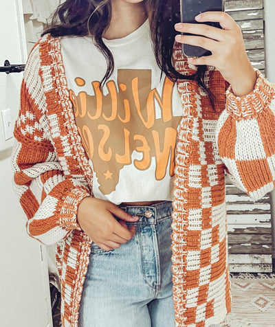 Rust Checker Cardigan