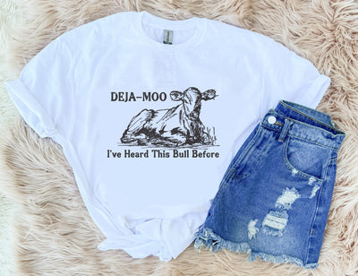 Deja Moo - Graphic Top-110 GRAPHIC TEE-Adelyn Elaine's-Adelyn Elaine's Boutique, Women's Clothing Boutique in Gilmer, TX