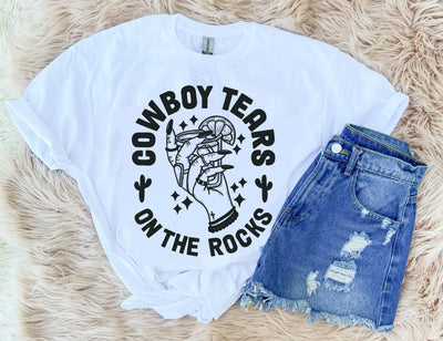 Cowboy Tears On the Rocks - Graphic Top-110 GRAPHIC TEE-Adelyn Elaine's-Adelyn Elaine's Boutique, Women's Clothing Boutique in Gilmer, TX