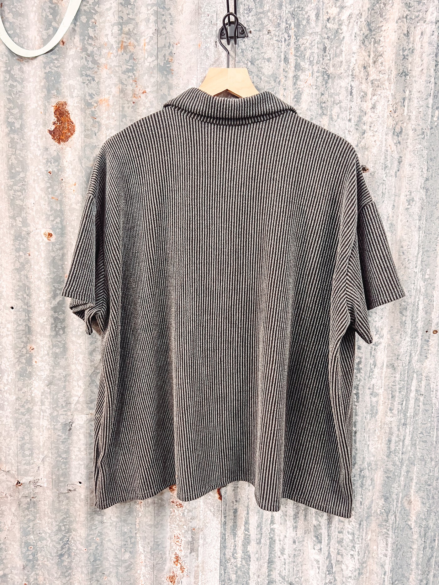 Charcoal Ribbed Shirt -2XL & 3XL