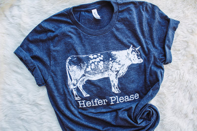 Heifer Please - Crew Neck T-Shirt-110 GRAPHIC TEE-Adelyn Elaine's-Adelyn Elaine's Boutique, Women's Clothing Boutique in Gilmer, TX