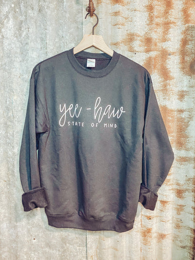 Yee-haw State of Mind- Crew Neck - 2X left-112 SWEATERS & CARDIGANS-Adelyn Elaine's-Adelyn Elaine's Boutique, Women's Clothing Boutique in Gilmer, TX