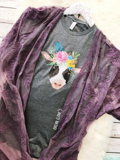 Miss. Bessy T-Shirt - Watercolor Floral Cow-110 GRAPHIC TEE-Adelyn Elaine's-Adelyn Elaine's Boutique, Women's Clothing Boutique in Gilmer, TX