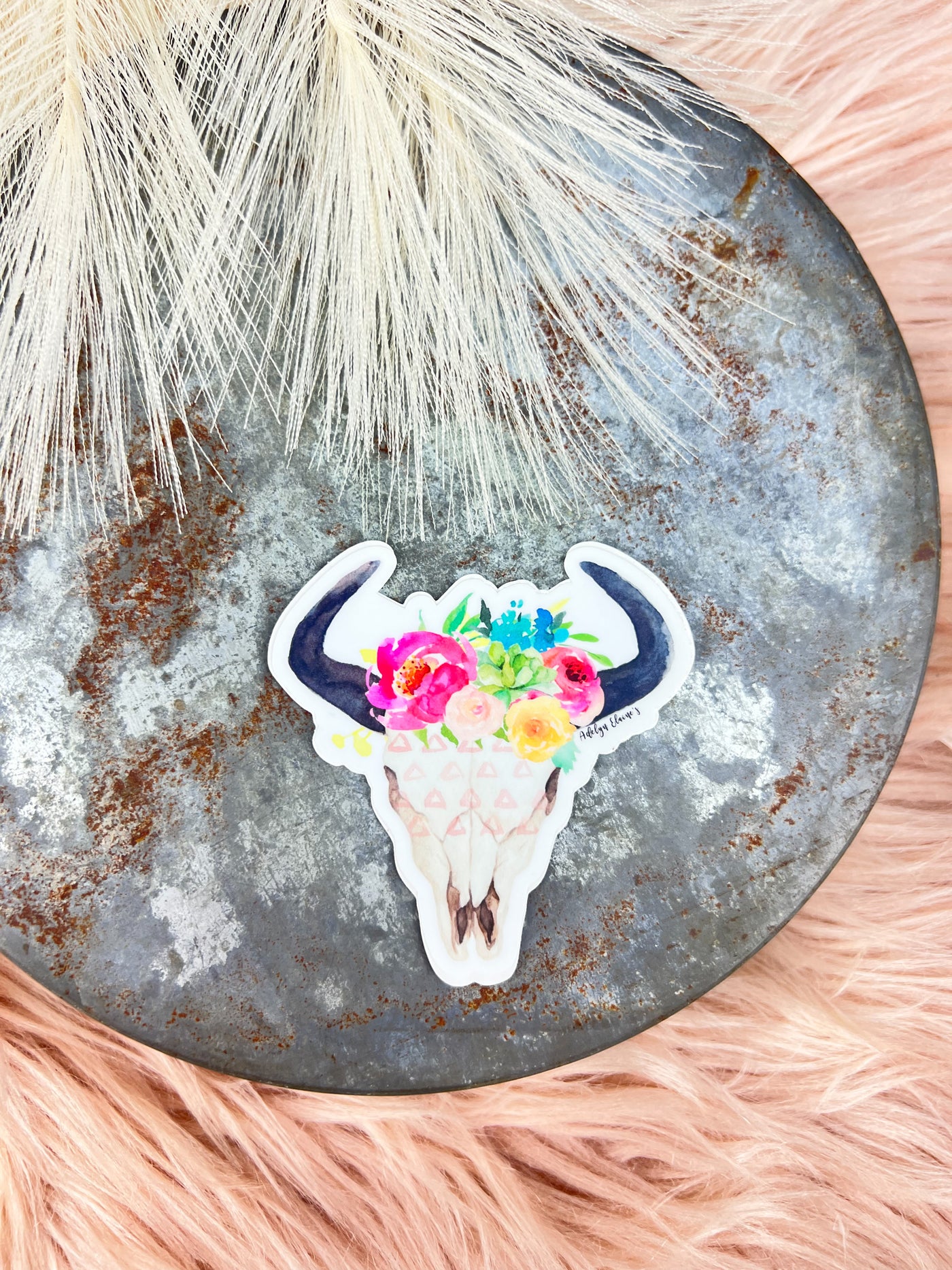 Spring Queen Bull Skull - Sticker