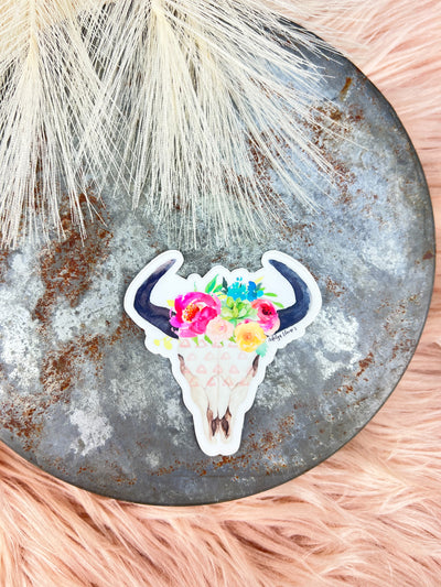 Spring Queen Bull Skull - Sticker