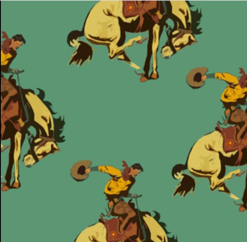 Teal + Yellow Cowboy - Western Shower Curtain - FINAL SALE