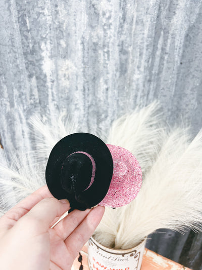Black + Pink Glitter - Hat Mirror Hangers