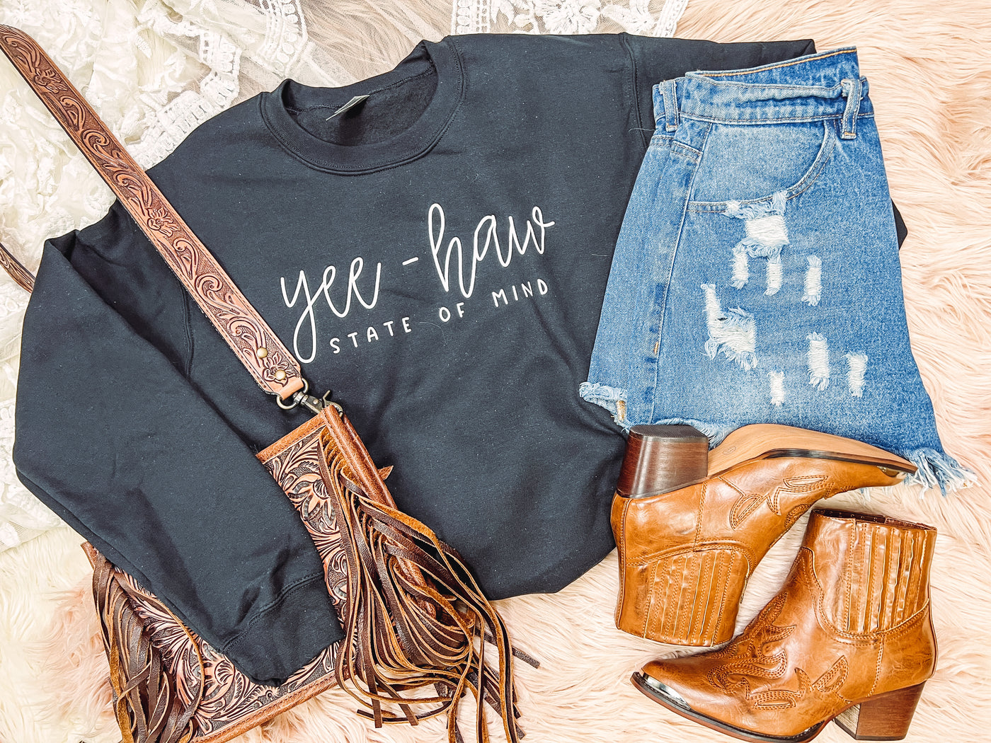 Yee-haw State of Mind- Crew Neck - 2X left-112 SWEATERS & CARDIGANS-Adelyn Elaine's-Adelyn Elaine's Boutique, Women's Clothing Boutique in Gilmer, TX