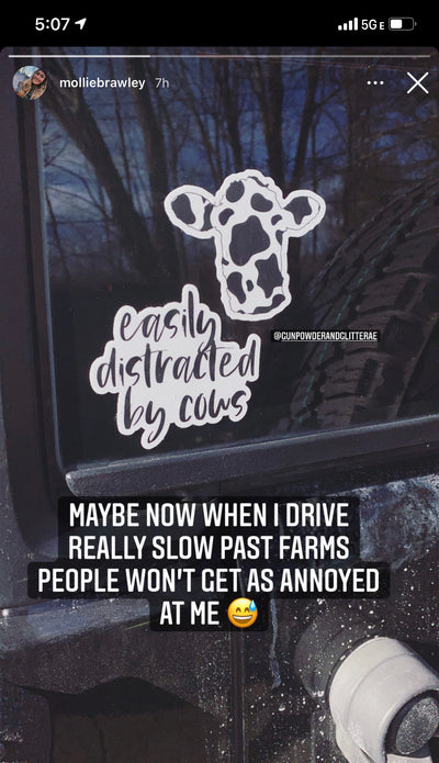 Easily Distracted By Cows - Sticker