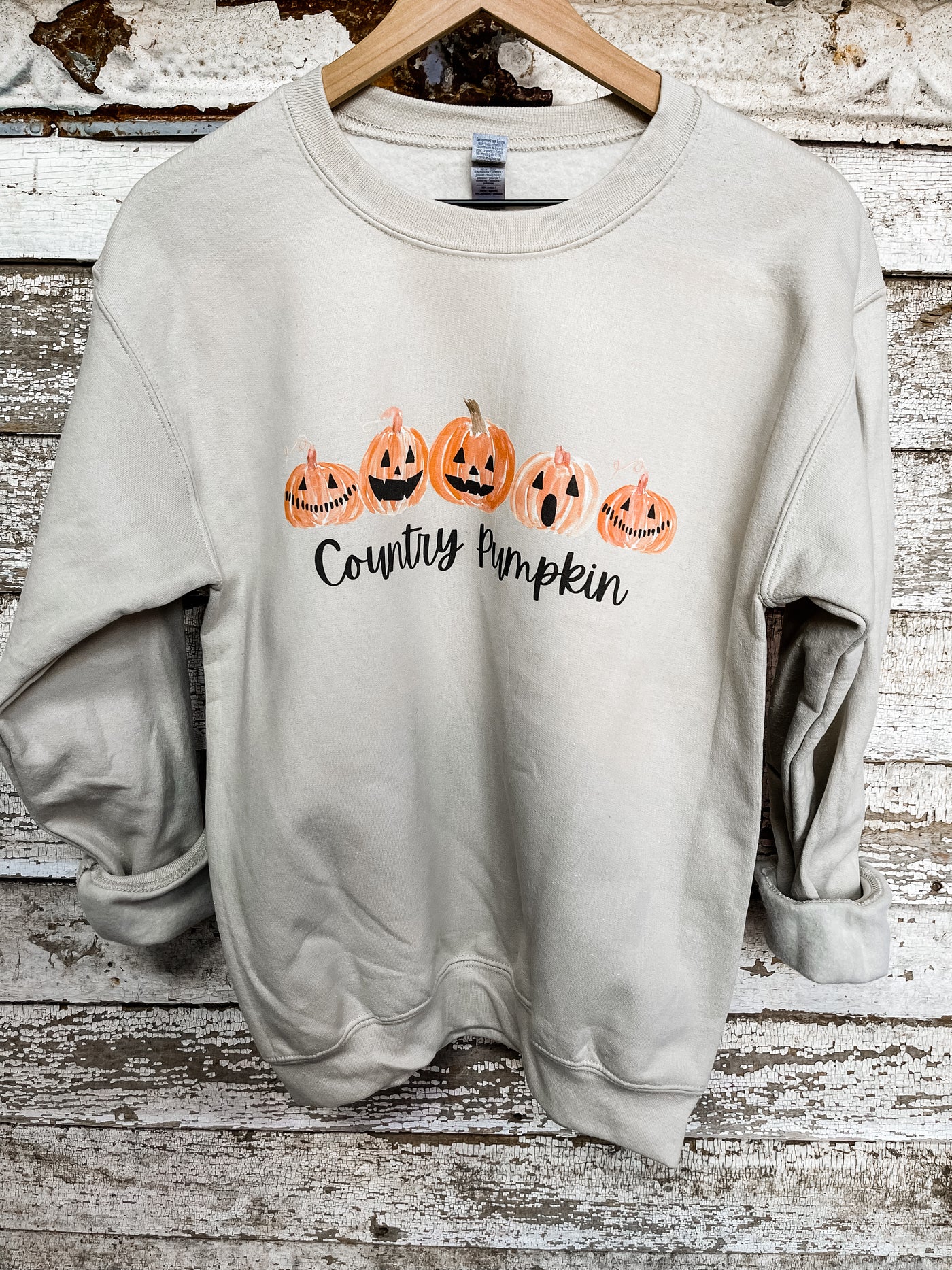 Country Pumpkin - Crew Neck Sweatshirt-112 SWEATERS & CARDIGANS-Adelyn Elaine's-Adelyn Elaine's Boutique, Women's Clothing Boutique in Gilmer, TX