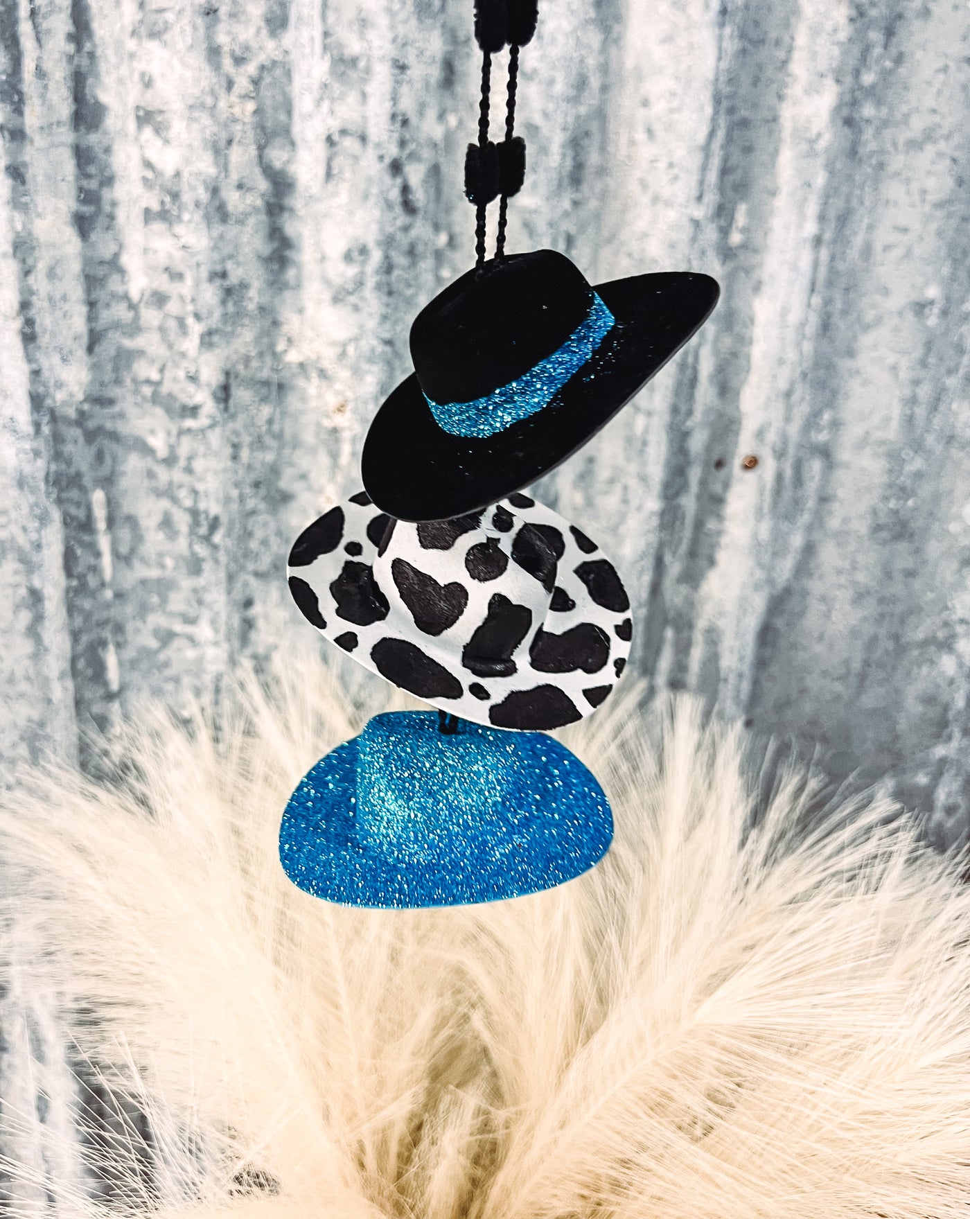 Glitter Blue Cow Girl - Hat Mirror Hangers
