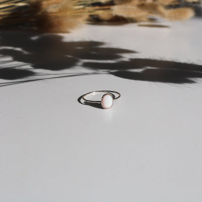 Durango Stacking Ring in White Opal