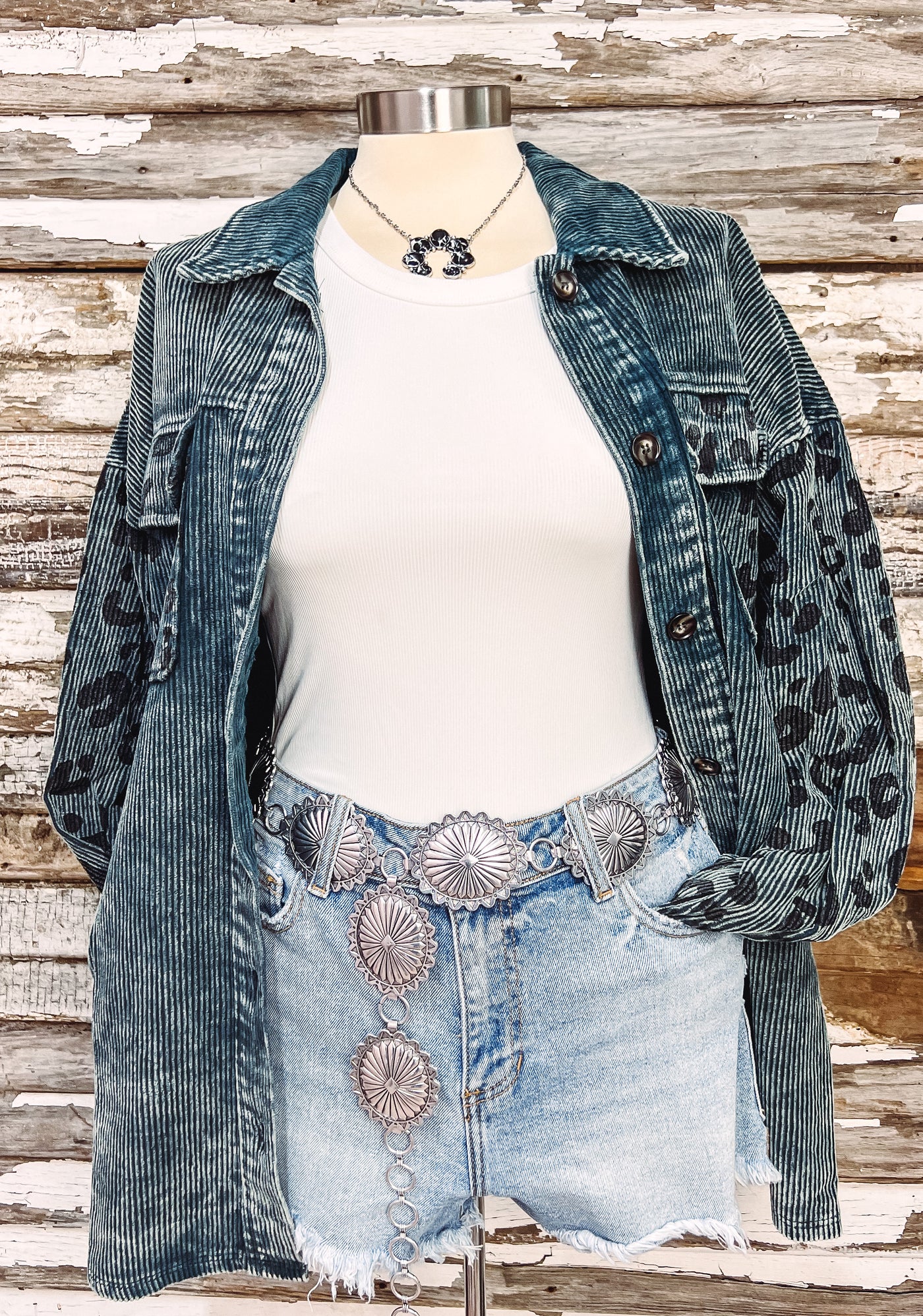 Vintage Leopard Teal Jacket 2.0 - XL Left