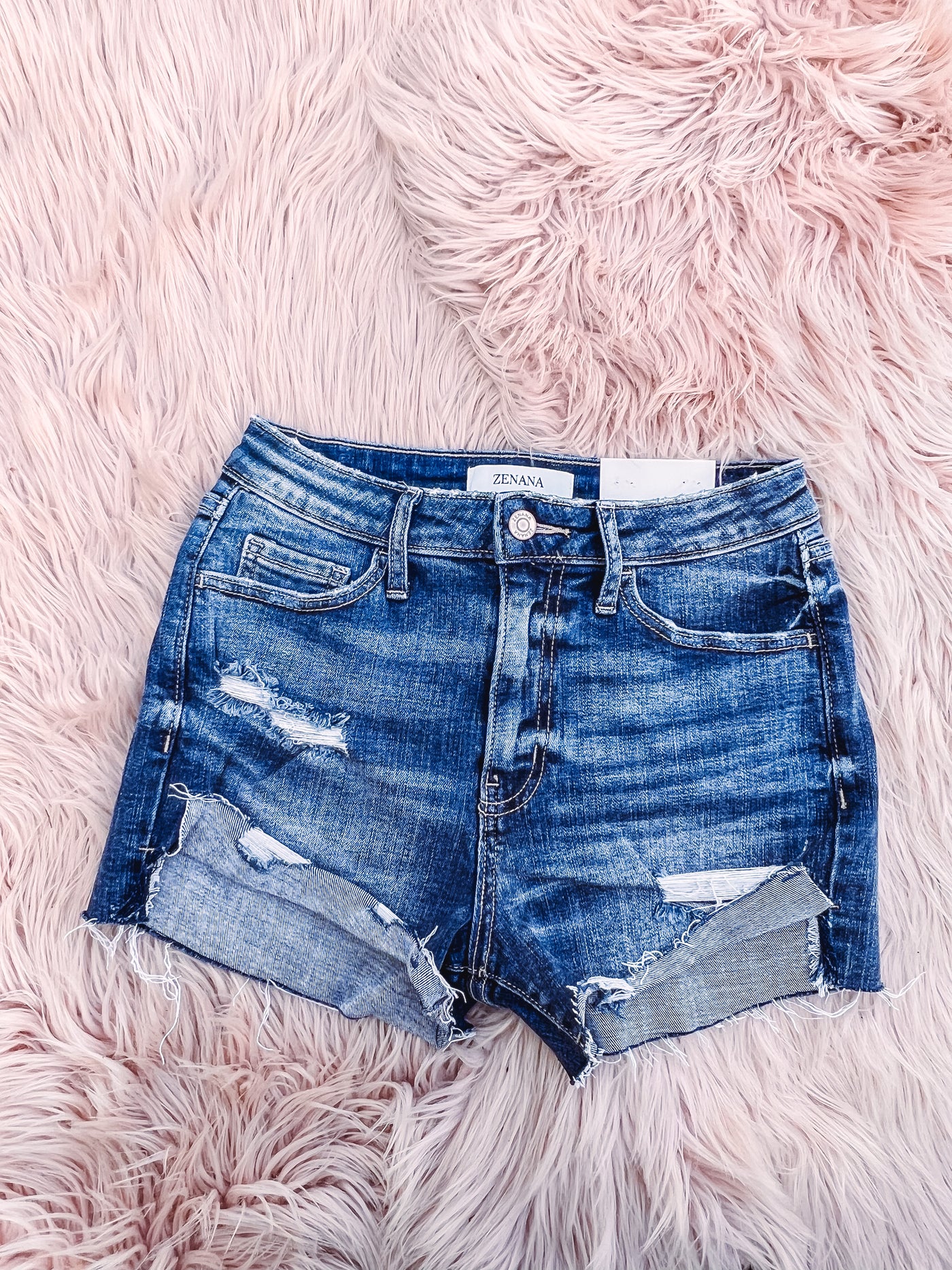 Front Folded Jean Shorts - S left